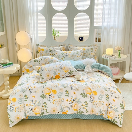 91家纺网 家纺一手货源 找家纺 （总）直播2024新款斜纹磨毛印花四件套植物羊绒套件