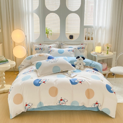 91家纺网 家纺一手货源 找家纺 （总）直播2024新款斜纹磨毛印花四件套植物羊绒套件