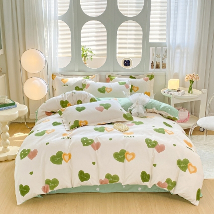 91家纺网 家纺一手货源 找家纺 （总）直播2024新款斜纹磨毛印花四件套植物羊绒套件