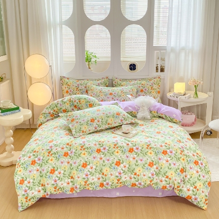 91家纺网 家纺一手货源 找家纺 （总）直播2024新款斜纹磨毛印花四件套植物羊绒套件