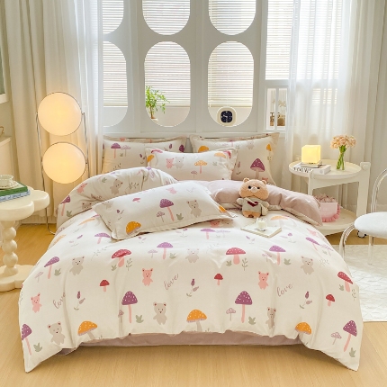 91家纺网 家纺一手货源 找家纺 （总）直播2024新款斜纹磨毛印花四件套植物羊绒套件