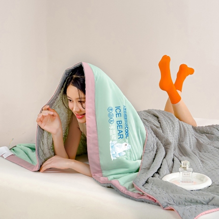 91家纺网 家纺一手货源 找家纺 （总）【苏东来】2024年烫画印花贴画凉感丝冰豆豆被夏被被子夏凉被空调被凉豆豆被小竺棉泡泡棉双层纱纯棉夏被四件套