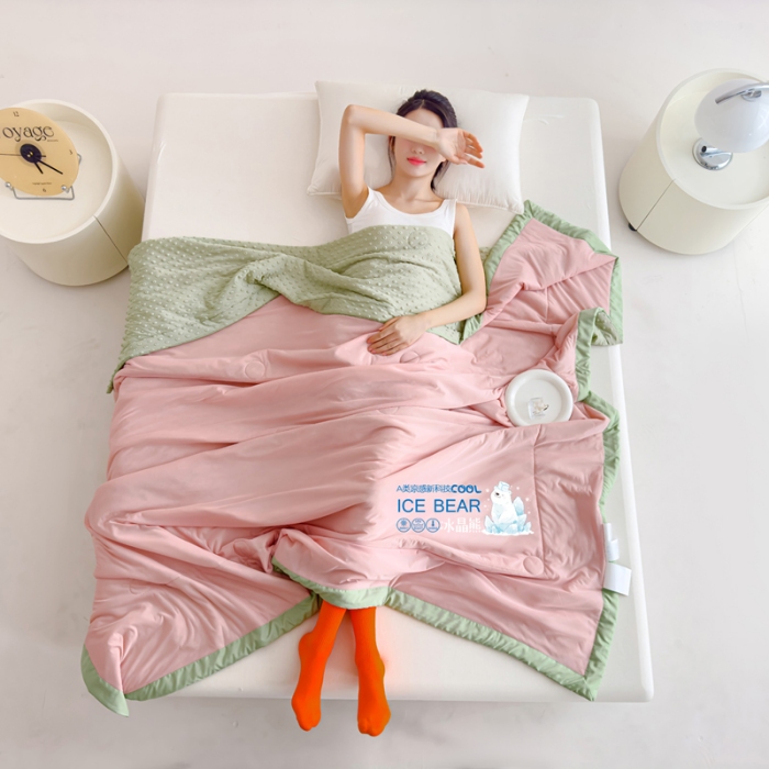 91家纺网 家纺一手货源 找家纺 （总）【苏东来】2024年烫画印花贴画凉感丝冰豆豆被夏被被子夏凉被空调被凉豆豆被小竺棉泡泡棉双层纱纯棉夏被四件套
