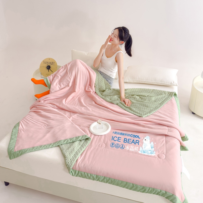 91家纺网 家纺一手货源 找家纺 （总）【苏东来】2024年烫画印花贴画凉感丝冰豆豆被夏被被子夏凉被空调被凉豆豆被小竺棉泡泡棉双层纱纯棉夏被四件套