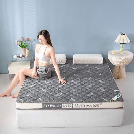 91家纺网 家纺一手货源 找家纺 顺发床垫 2025新款字母边记忆海绵乳胶床垫 羽毛灰（白）