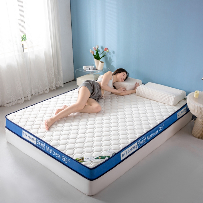 91家纺网 家纺一手货源 找家纺 顺发床垫 2025新款字母边记忆海绵乳胶床垫 菱形白（蓝）