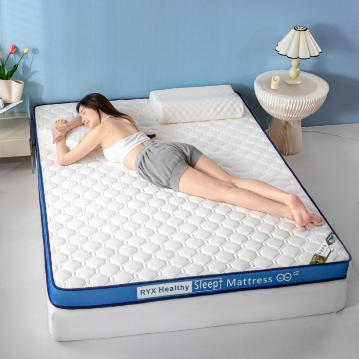 91家纺网 家纺一手货源 找家纺 顺发床垫 2025新款字母边记忆海绵乳胶床垫 菱形白（蓝）