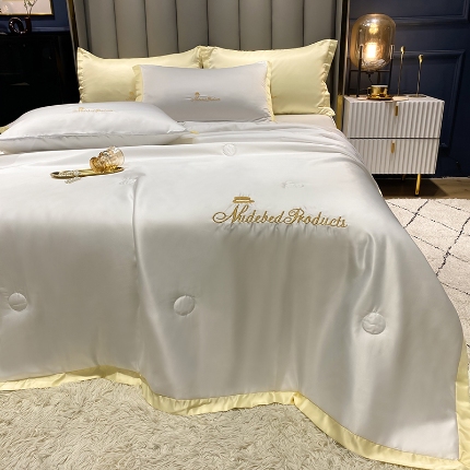 91家纺网 家纺一手货源 找家纺 （总）7经年 2025新款纯色水洗真丝夏被四件套 直播爆款