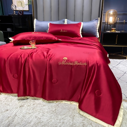 91家纺网 家纺一手货源 找家纺 （总）7经年 2025新款纯色水洗真丝夏被四件套 直播爆款