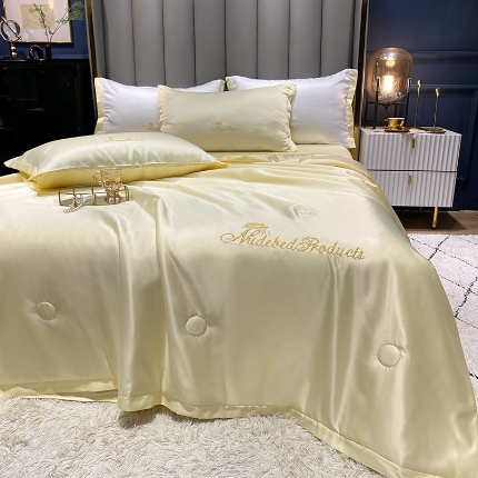 91家纺网 家纺一手货源 找家纺 （总）7经年 2025新款纯色水洗真丝夏被四件套 直播爆款