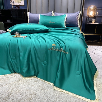 91家纺网 家纺一手货源 找家纺 （总）7经年 2025新款纯色水洗真丝夏被四件套 直播爆款