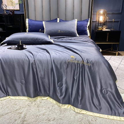 91家纺网 家纺一手货源 找家纺 （总）7经年 2025新款纯色水洗真丝夏被四件套 直播爆款