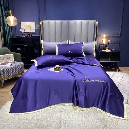 91家纺网 家纺一手货源 找家纺 （总）7经年 2025新款纯色水洗真丝夏被四件套 直播爆款