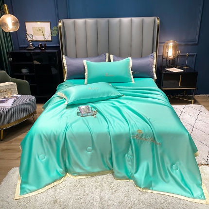 91家纺网 家纺一手货源 找家纺 （总）7经年 2025新款纯色水洗真丝夏被四件套 直播爆款