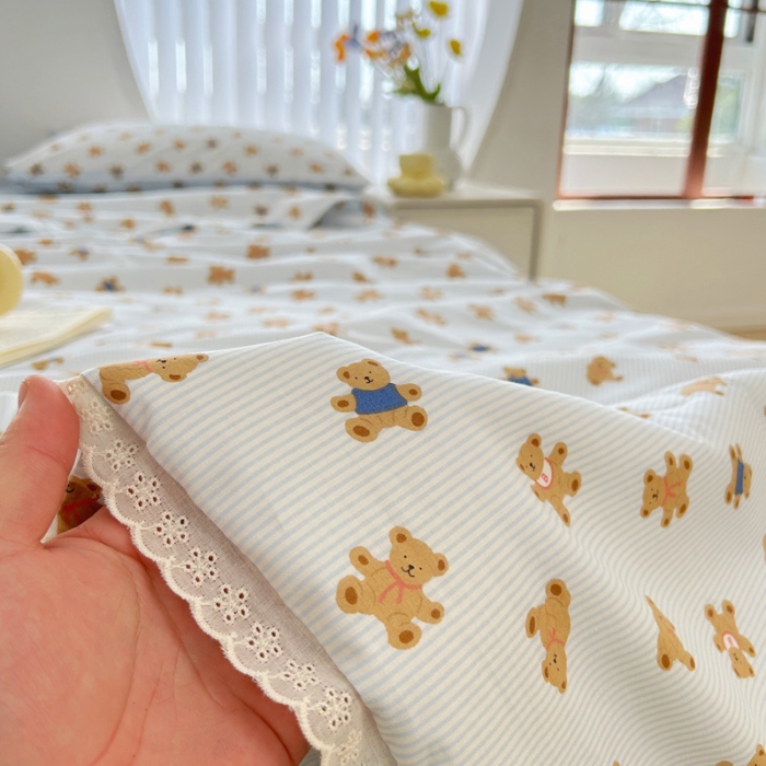 91家纺网 家纺一手货源 找家纺 柠馨 2024新款全棉夏被套件随心配系列 哈皮熊