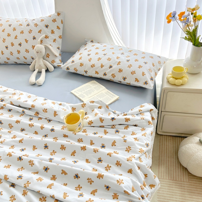 91家纺网 家纺一手货源 找家纺 柠馨 2024新款全棉夏被套件随心配系列 哈皮熊