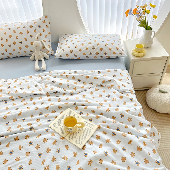 91家纺网 家纺一手货源 找家纺 柠馨 2024新款全棉夏被套件随心配系列 哈皮熊