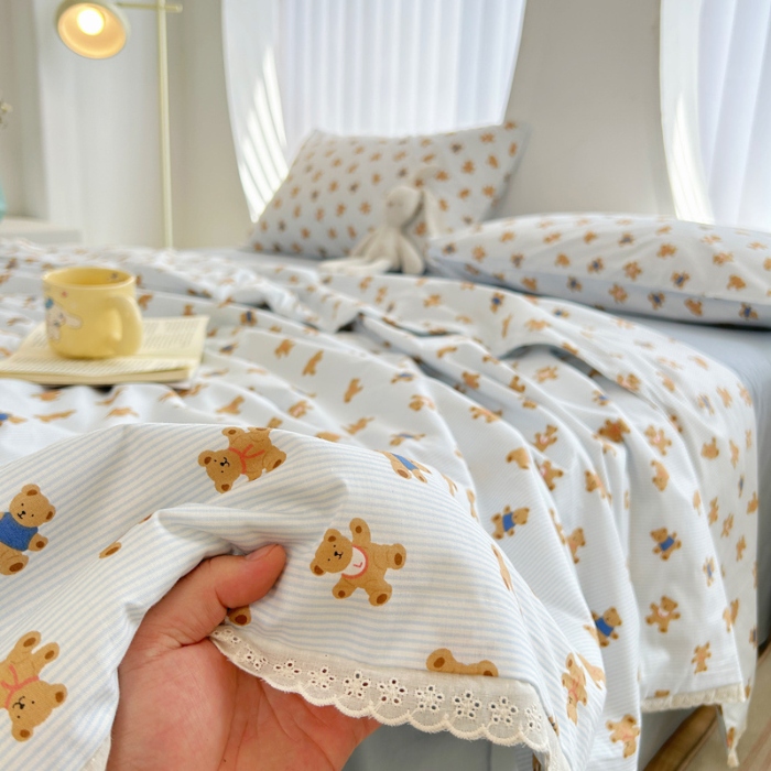 91家纺网 家纺一手货源 找家纺 柠馨 2024新款全棉夏被套件随心配系列 哈皮熊