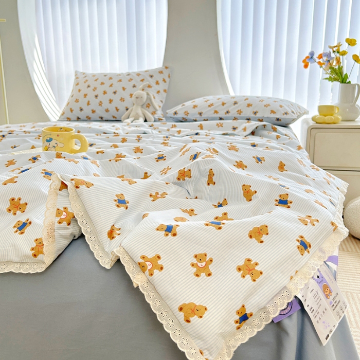 91家纺网 家纺一手货源 找家纺 柠馨 2024新款全棉夏被套件随心配系列 哈皮熊