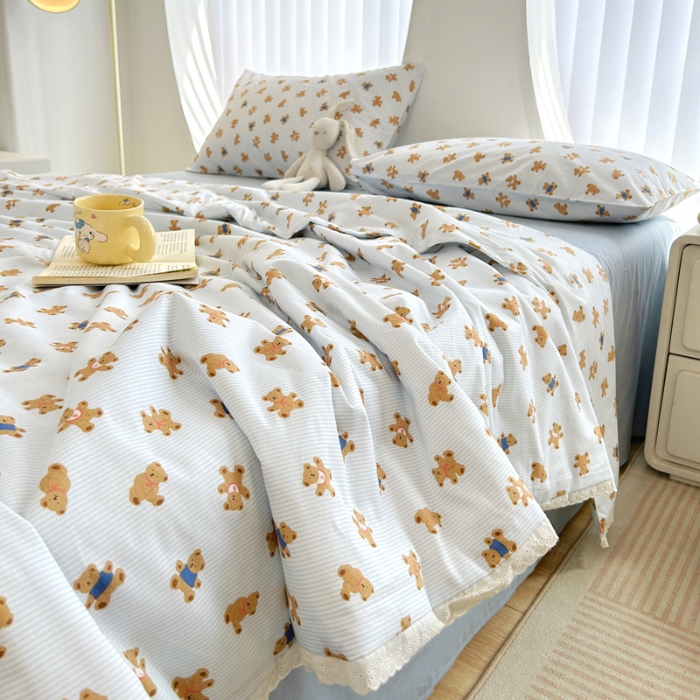 91家纺网 家纺一手货源 找家纺 柠馨 2024新款全棉夏被套件随心配系列 哈皮熊