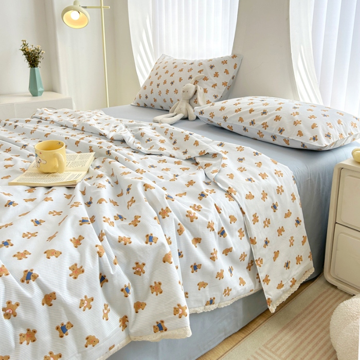 91家纺网 家纺一手货源 找家纺 柠馨 2024新款全棉夏被套件随心配系列 哈皮熊