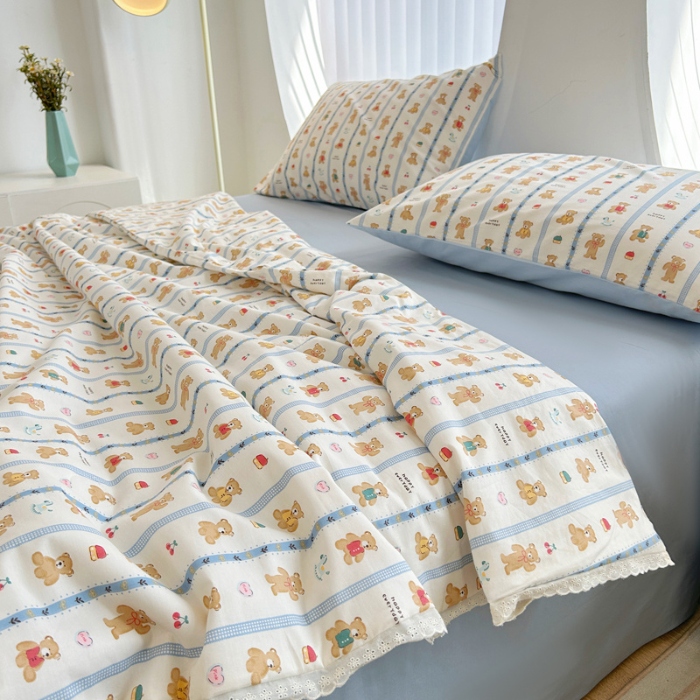 91家纺网 家纺一手货源 找家纺 柠馨 2024新款全棉夏被套件随心配系列 熊熊乐园