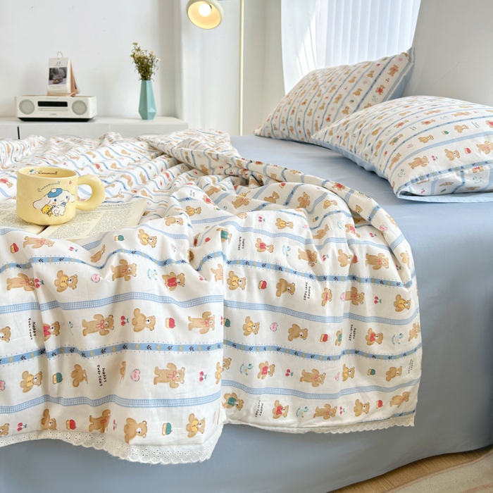 91家纺网 家纺一手货源 找家纺 柠馨 2024新款全棉夏被套件随心配系列 熊熊乐园