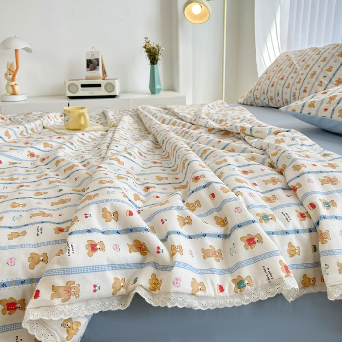 91家纺网 家纺一手货源 找家纺 柠馨 2024新款全棉夏被套件随心配系列 熊熊乐园