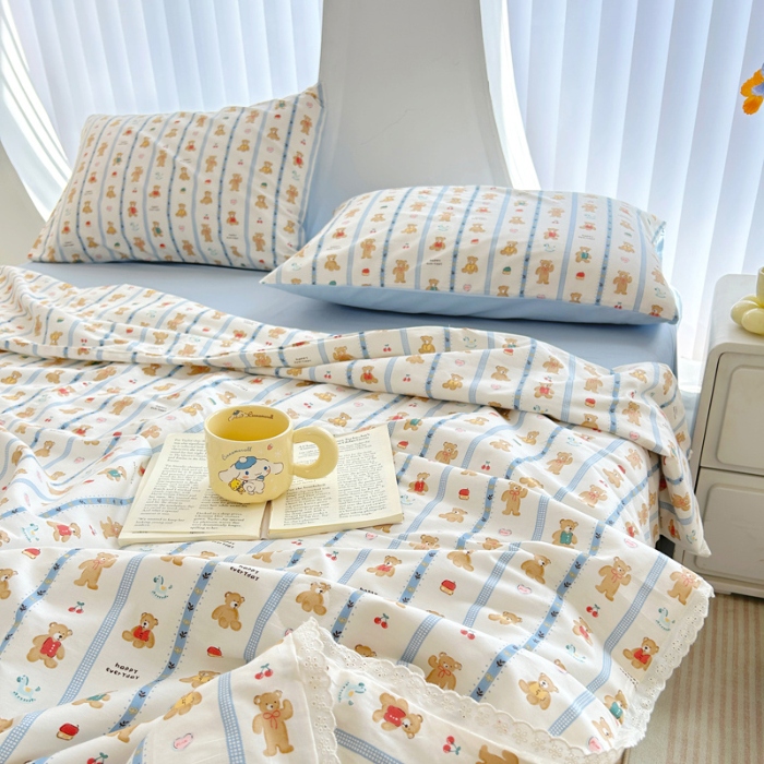 91家纺网 家纺一手货源 找家纺 柠馨 2024新款全棉夏被套件随心配系列 熊熊乐园