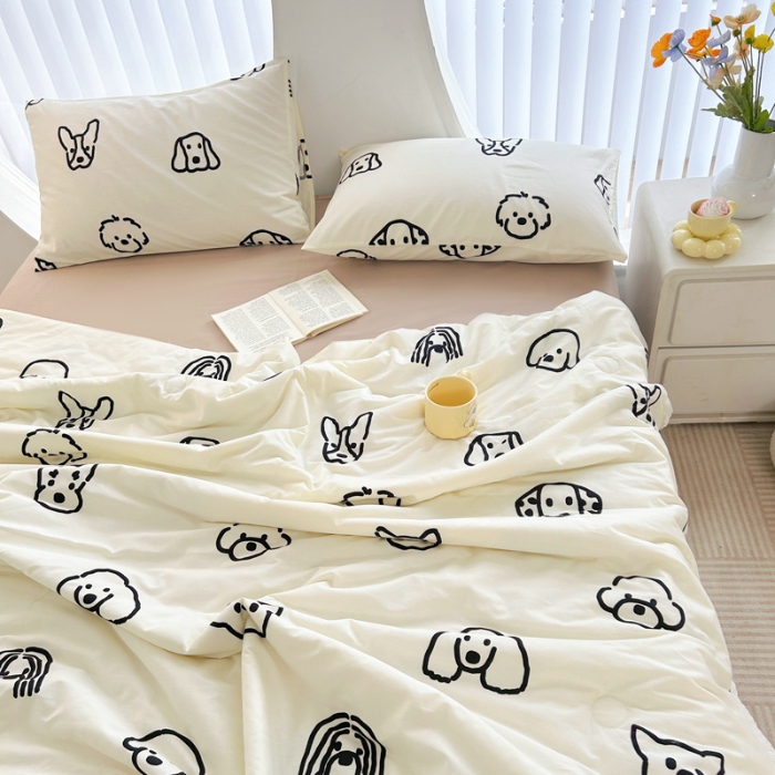 91家纺网 家纺一手货源 找家纺 柠馨 2024新款全棉夏被套件随心配系列 小甜狗