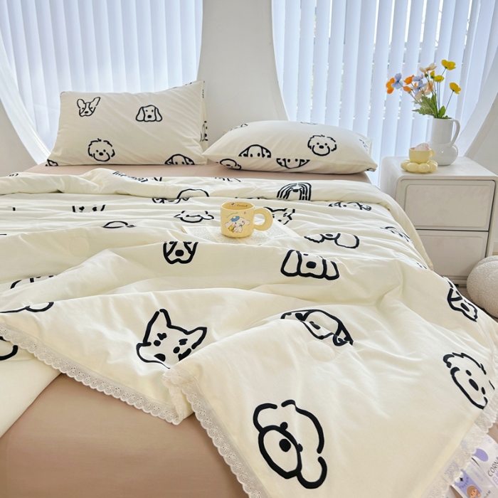 91家纺网 家纺一手货源 找家纺 柠馨 2024新款全棉夏被套件随心配系列 小甜狗