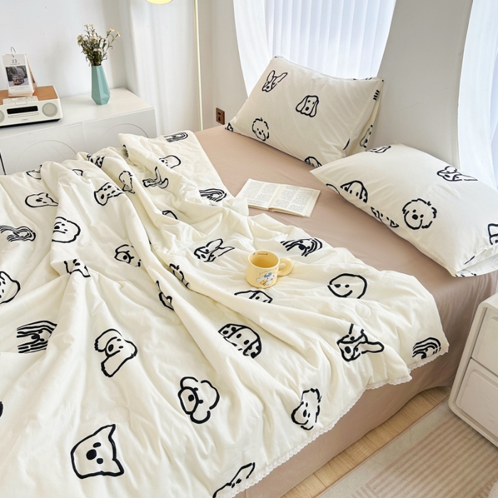 91家纺网 家纺一手货源 找家纺 柠馨 2024新款全棉夏被套件随心配系列 小甜狗