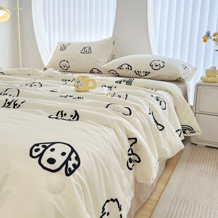 91家纺网 家纺一手货源 找家纺 柠馨 2024新款全棉夏被套件随心配系列 小甜狗