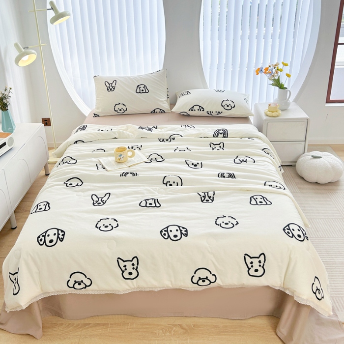 91家纺网 家纺一手货源 找家纺 柠馨 2024新款全棉夏被套件随心配系列 小甜狗