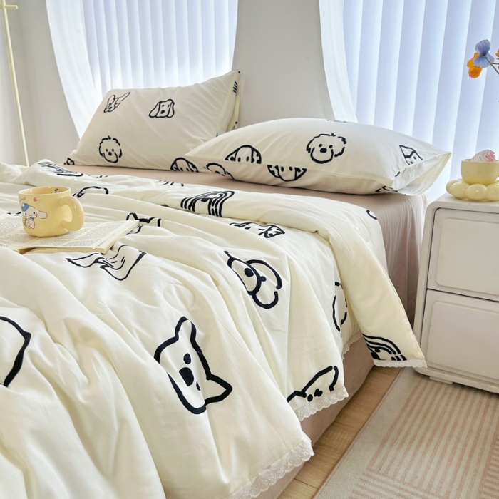 91家纺网 家纺一手货源 找家纺 柠馨 2024新款全棉夏被套件随心配系列 小甜狗