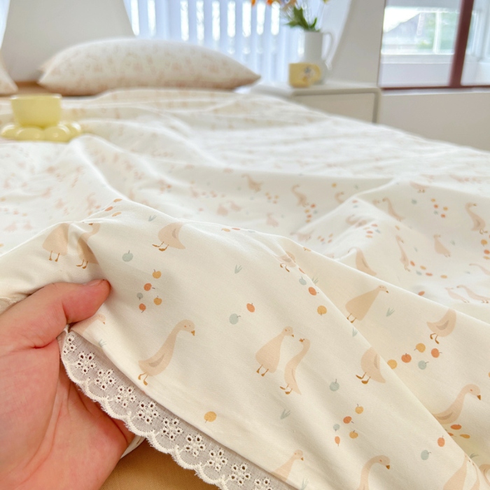 91家纺网 家纺一手货源 找家纺 柠馨 2024新款全棉夏被套件随心配系列 鹅摆摆