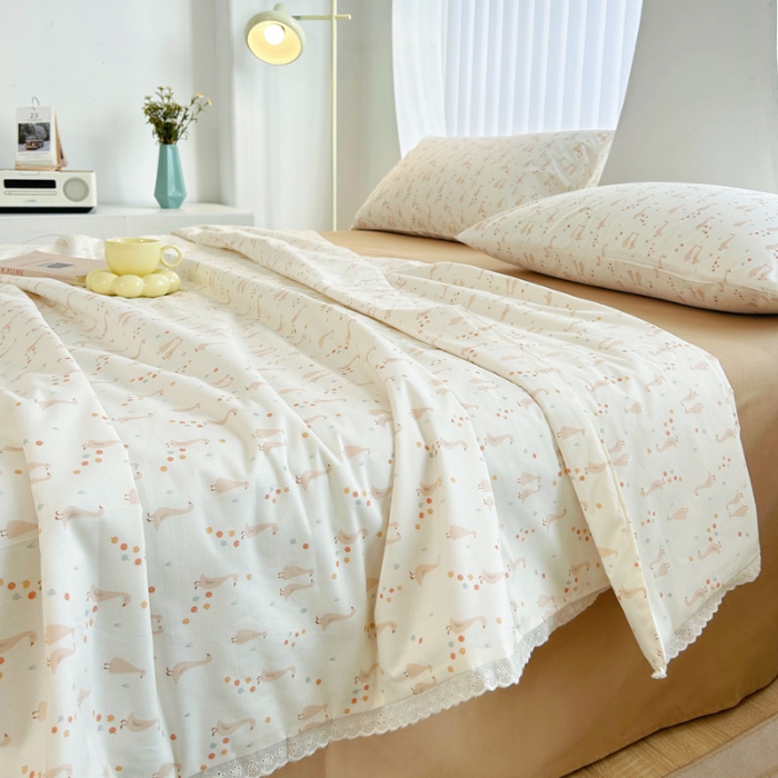 91家纺网 家纺一手货源 找家纺 柠馨 2024新款全棉夏被套件随心配系列 鹅摆摆