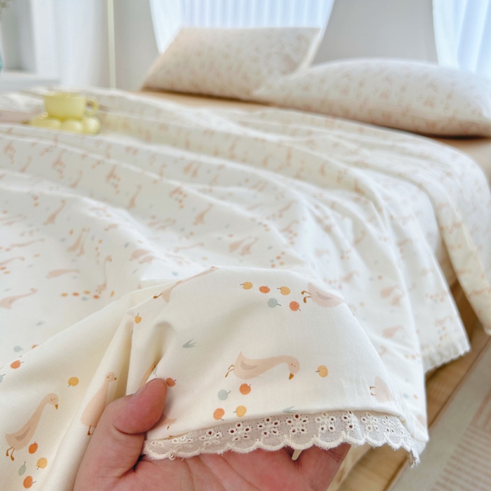 91家纺网 家纺一手货源 找家纺 柠馨 2024新款全棉夏被套件随心配系列 鹅摆摆