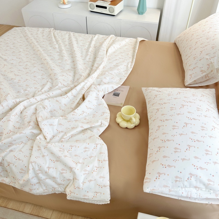 91家纺网 家纺一手货源 找家纺 柠馨 2024新款全棉夏被套件随心配系列 鹅摆摆