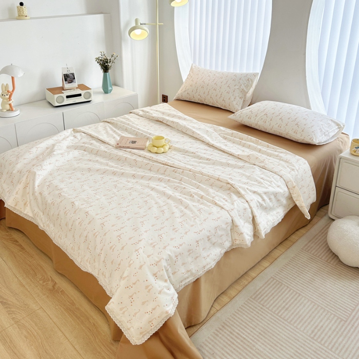 91家纺网 家纺一手货源 找家纺 柠馨 2024新款全棉夏被套件随心配系列 鹅摆摆