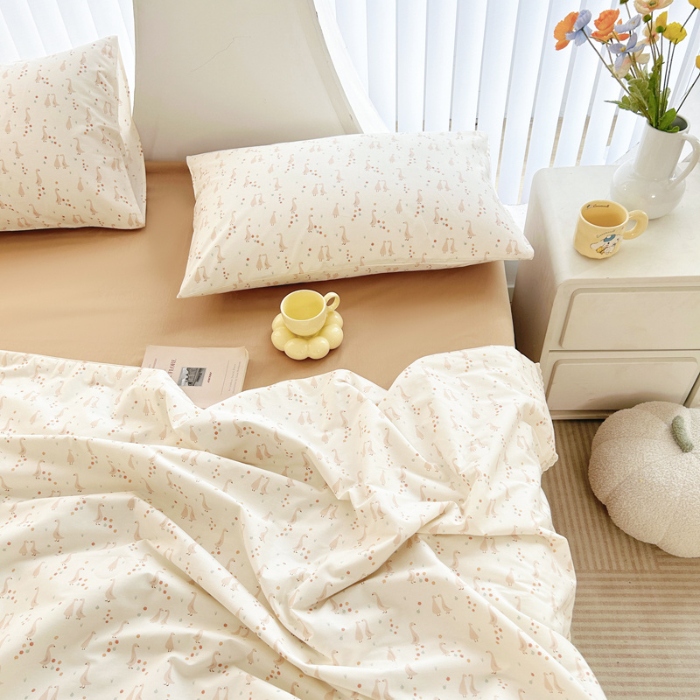 91家纺网 家纺一手货源 找家纺 柠馨 2024新款全棉夏被套件随心配系列 鹅摆摆