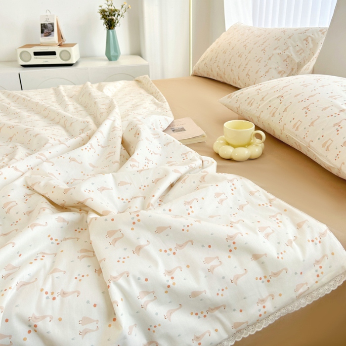 91家纺网 家纺一手货源 找家纺 柠馨 2024新款全棉夏被套件随心配系列 鹅摆摆