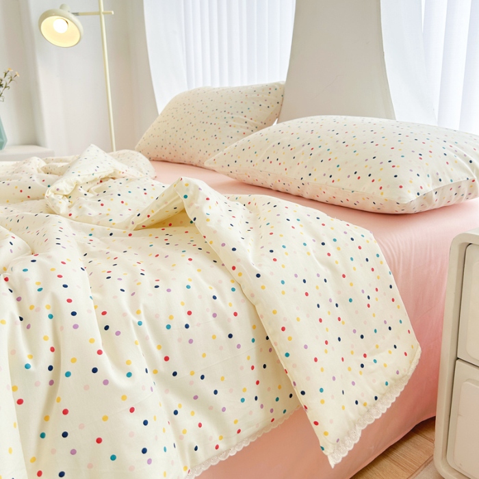 91家纺网 家纺一手货源 找家纺 柠馨 2024新款全棉夏被套件随心配系列 点点