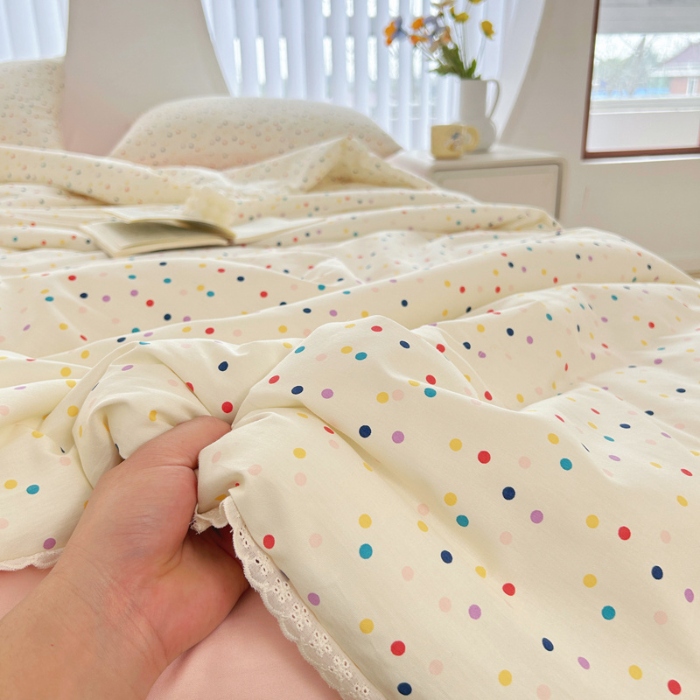 91家纺网 家纺一手货源 找家纺 柠馨 2024新款全棉夏被套件随心配系列 点点