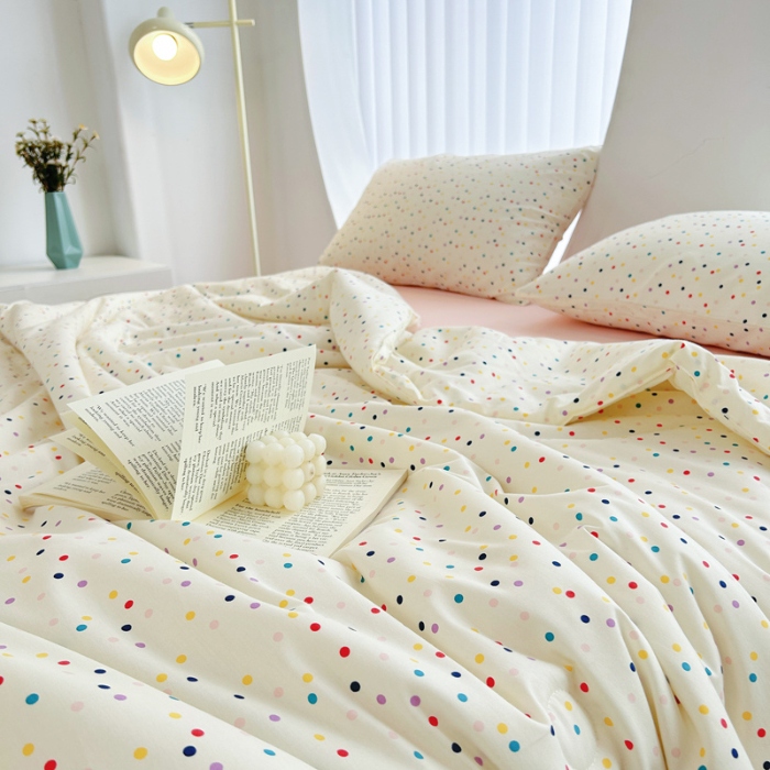 91家纺网 家纺一手货源 找家纺 柠馨 2024新款全棉夏被套件随心配系列 点点