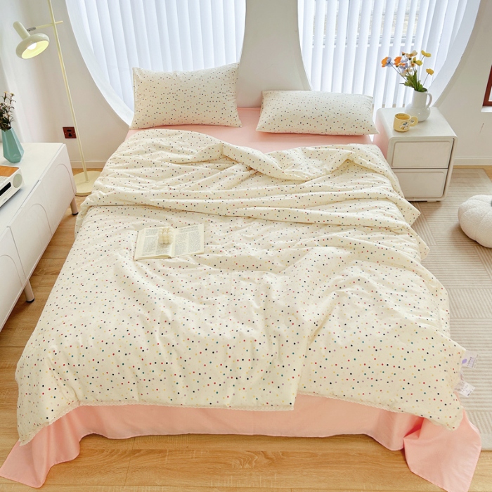 91家纺网 家纺一手货源 找家纺 柠馨 2024新款全棉夏被套件随心配系列 点点