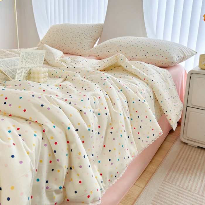 91家纺网 家纺一手货源 找家纺 柠馨 2024新款全棉夏被套件随心配系列 点点