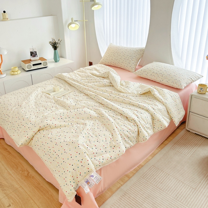 91家纺网 家纺一手货源 找家纺 柠馨 2024新款全棉夏被套件随心配系列 点点