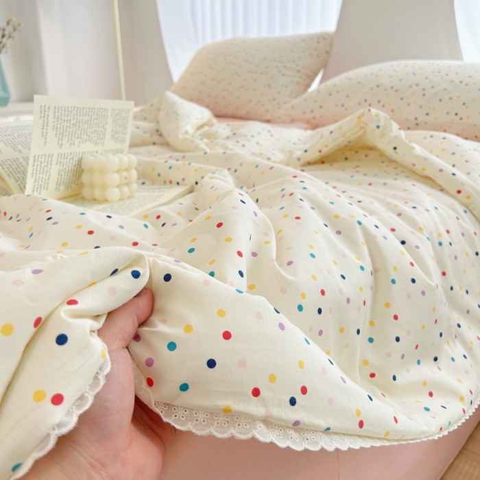 91家纺网 家纺一手货源 找家纺 柠馨 2024新款全棉夏被套件随心配系列 点点