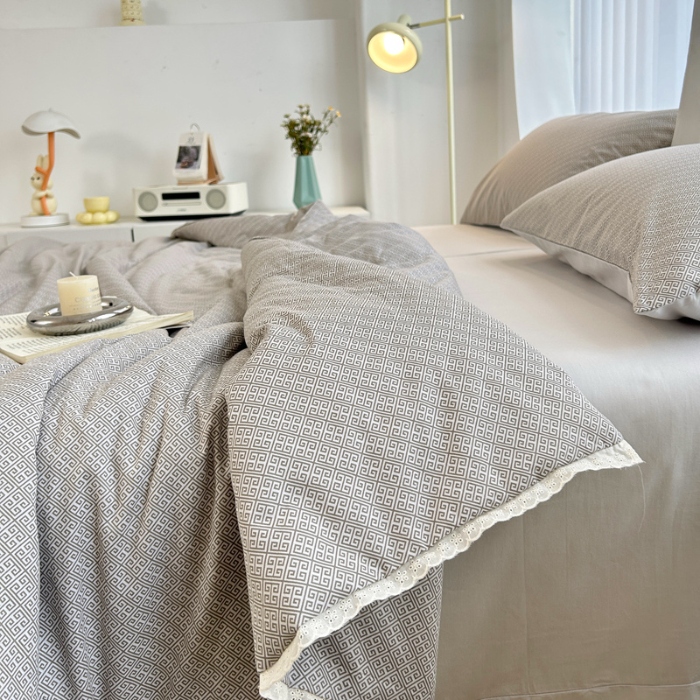 91家纺网 家纺一手货源 找家纺 柠馨 2024新款全棉夏被套件随心配系列 雅灰